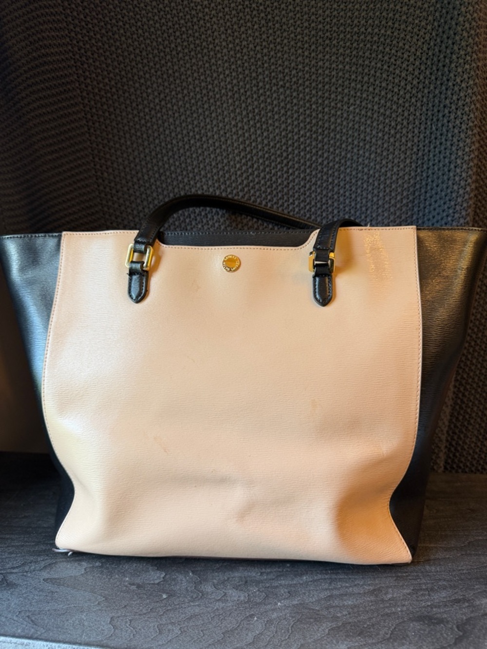 Polo by Ralph Lauren Beige and Black Leather Tote